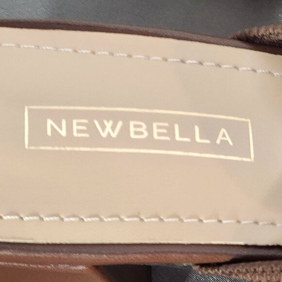 Newbella Chocolate Brown Pointed Toe Square Heel Gold Tone Chain Dress Mule 7.5 - Picture 9 of 16